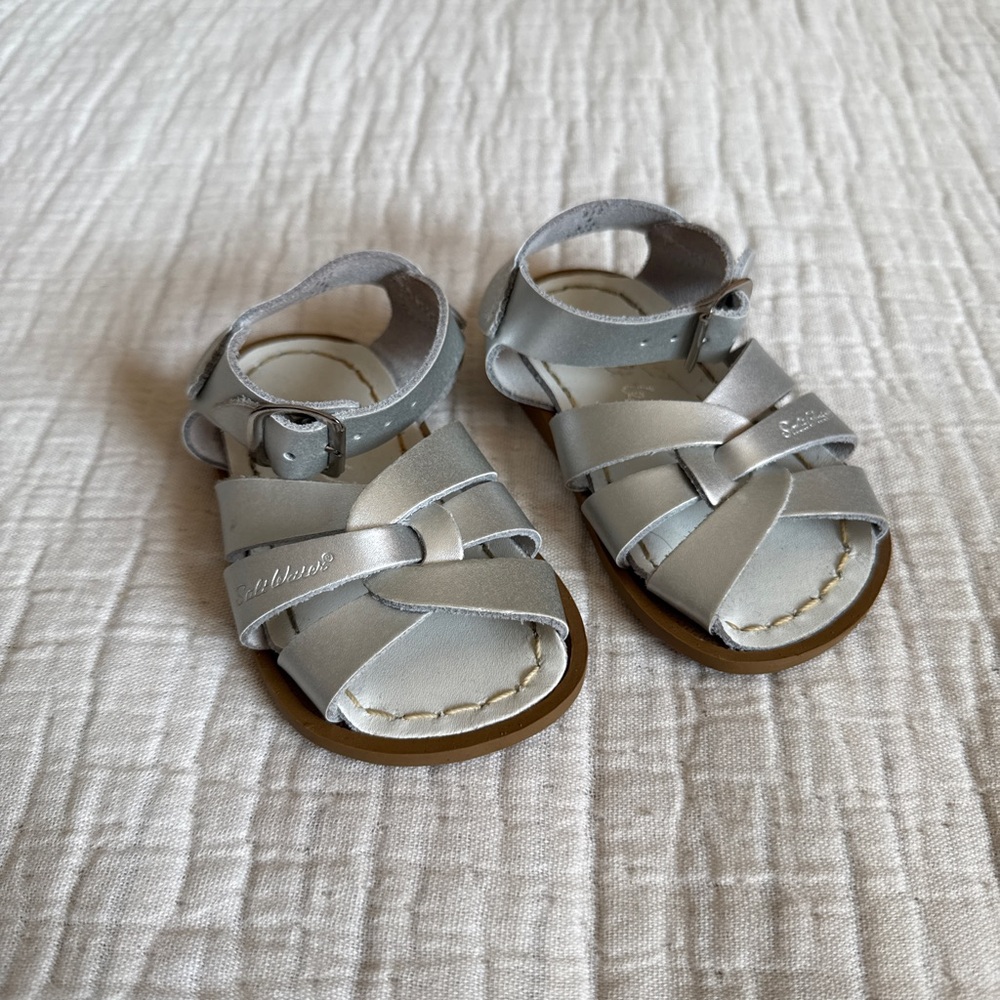 Silver Strappy Sandals with Adjustable Buckles